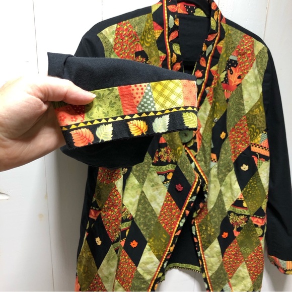 Handmade Orange Green Artsy Patchwork Jacket Size Large - Picture 7 of 14